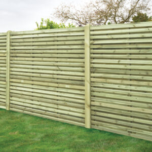 1.8m x 1.5m Superior Double Slatted Panel - Pressure Treated Green
